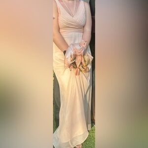 Cream Dress with Elegant Scarves and Wraps